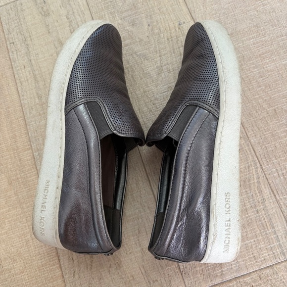 Michael Kors Grey Metallic Leather Sneakers - Picture 6 of 8